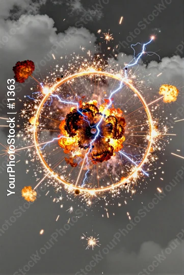 Fiery Explosion Digital Illustration spark chaotic