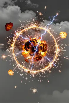 Fiery Explosion Digital Illustration spark chaotic