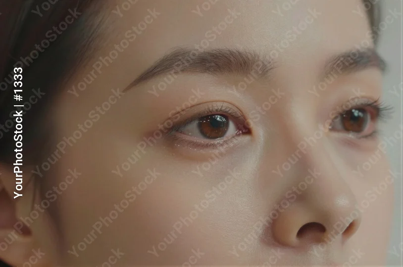 Close-up of a Calm Woman in Her Late 20s with Dark Eyes and Neat