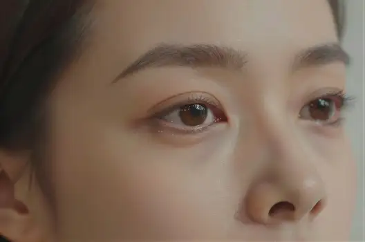 Close-up of a Calm Woman in Her Late 20s with Dark Eyes and Neat