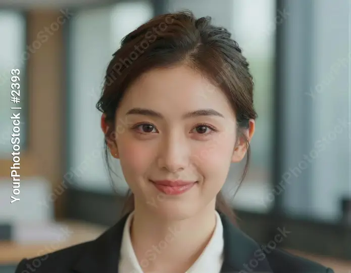 Young Asian Woman Smiling in Office Portrait workspace