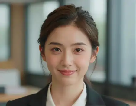 Young Asian Woman Smiling in Office Portrait workspace