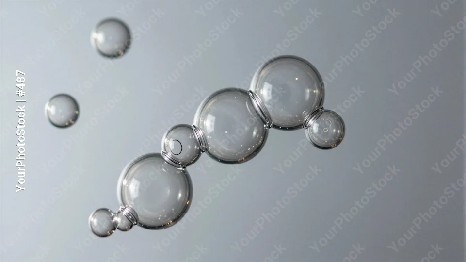 6 Transparent Spheres Floating in Air various sizes
