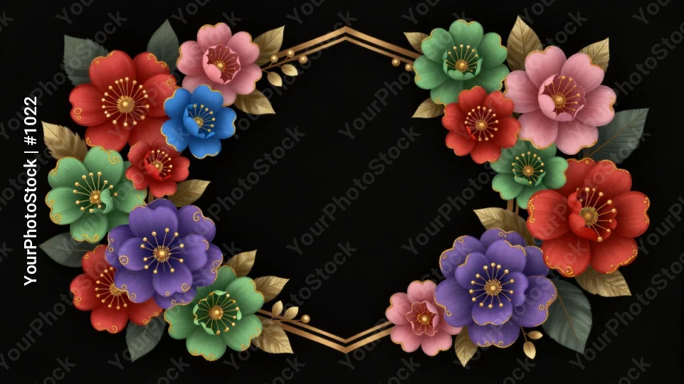 Colorful Symmetrical Flowers and Leaves Design