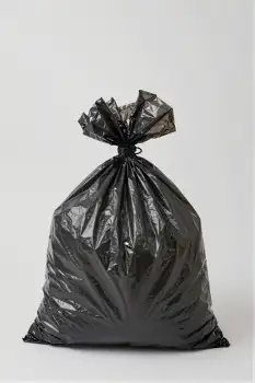 Black Garbage Bag Standing Upright crumpled shiny recycle