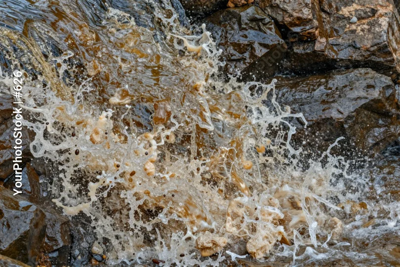 Serene Stream Over Rocks water frothy bubbles