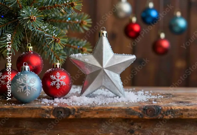 Christmas Table Decorations red baubles blue baubles