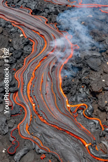 Lava Flow on Rocky Surface volcano smoke geology