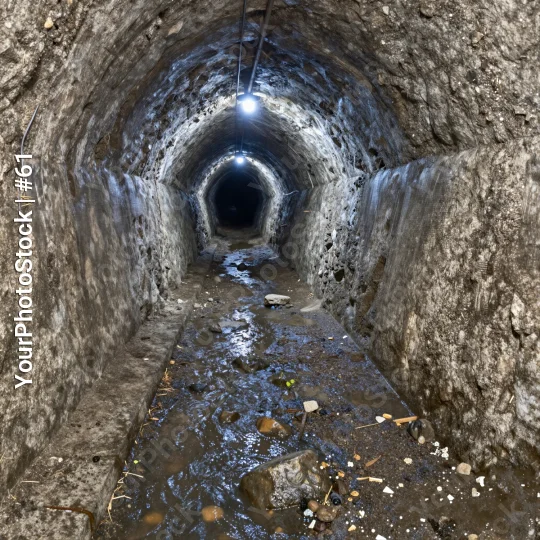 Tunnel Interior: Rock Walks with Small River rock formations