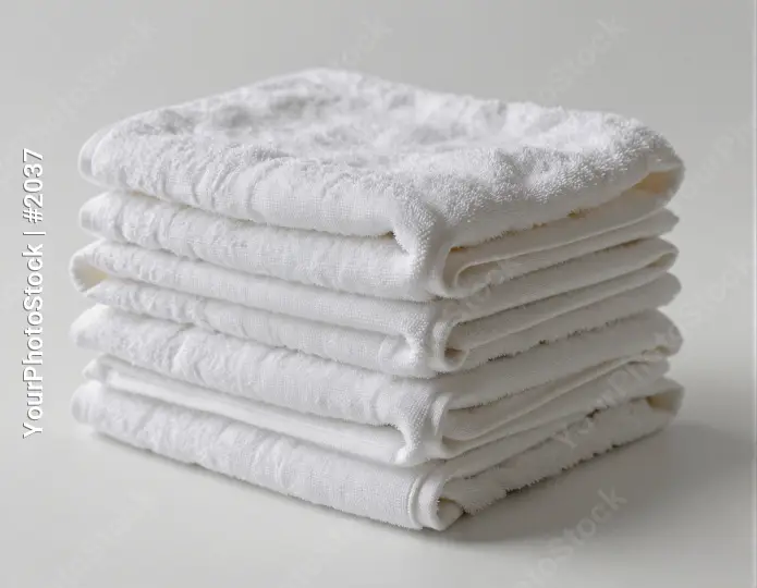 Neatly Folded White Towels Stack textured tidy hotel