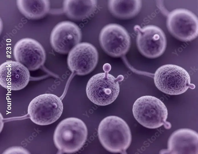 Microscopic Purple Cells SEM spherical pointed