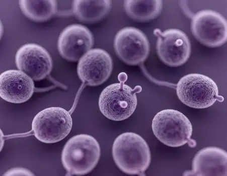 Microscopic Purple Cells SEM spherical pointed