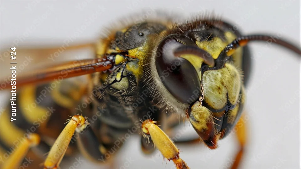 Close-up of a Wasp's Head and Abdomen insect yellow