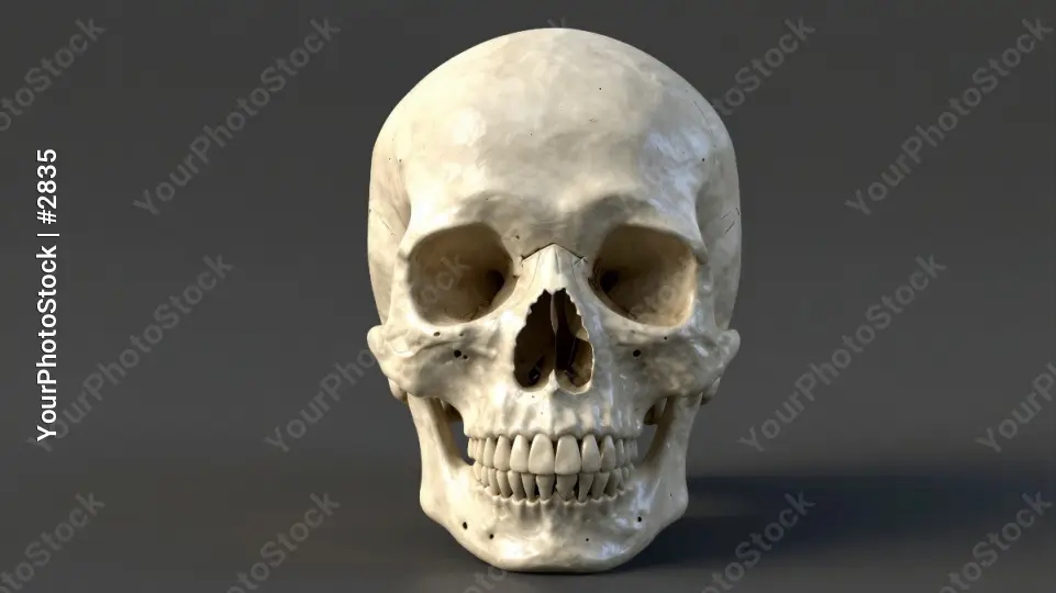 Skull with a smiley face 3d render