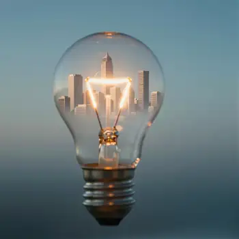 Onward City Lights: Light Bulb with Skyline city skyline