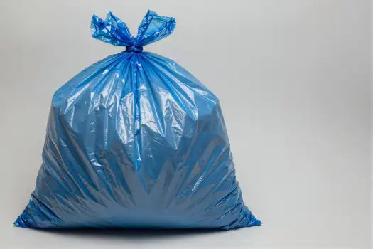 Blue Transparent Garbage Bag Standing Upright recycle