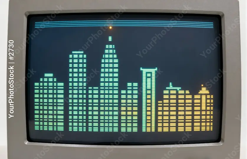 Retro CRT Monitor with City Skyline