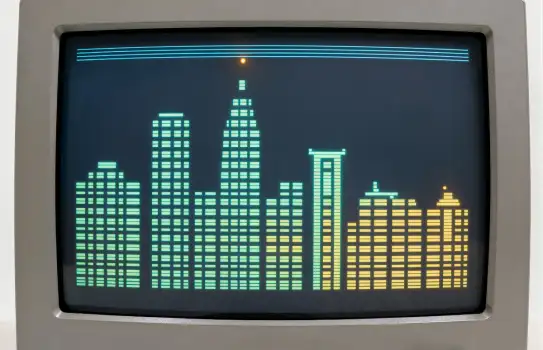 Retro CRT Monitor with City Skyline
