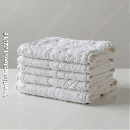 Neatly Folded White Towels with Floral Pattern hotel