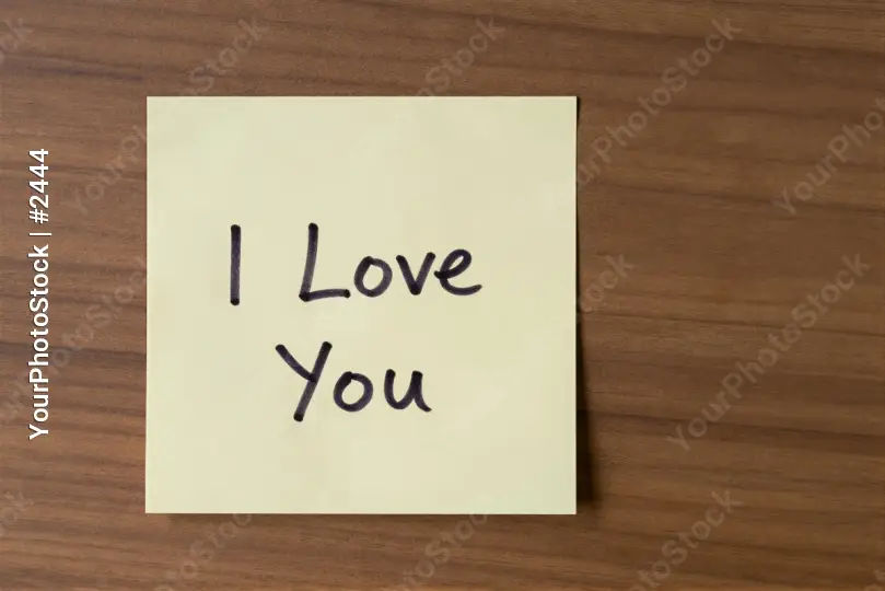 Love Note on Wood sticky note cursive writing
