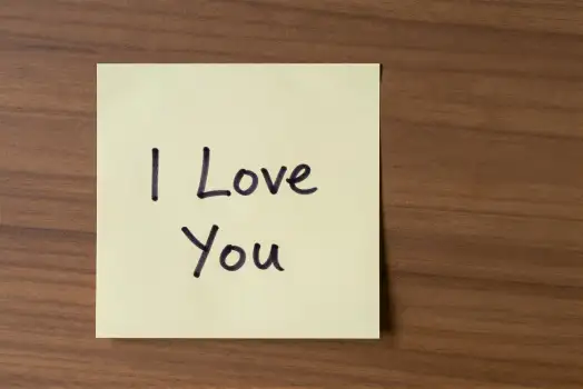 Love Note on Wood sticky note cursive writing