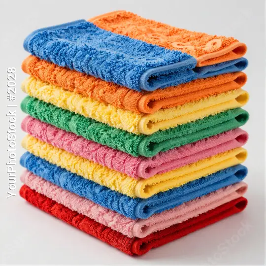 Neatly Folded Towels in Bright Colors textured
