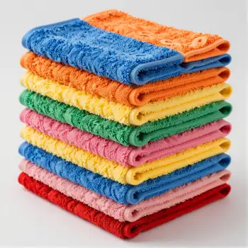 Neatly Folded Towels in Bright Colors textured