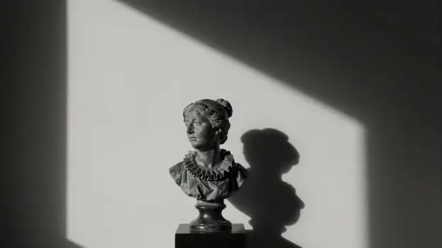 Marble Bust Woman Serious Expression bun pedestal