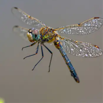 Dragonfly in Flight Close-Up spread wings natural setting