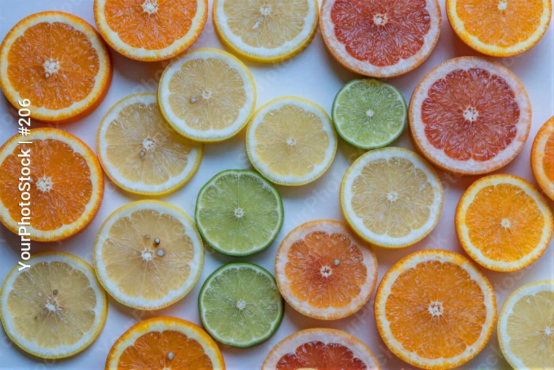 Sliced Oranges and Limes Arrangement flat lay