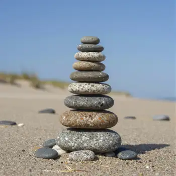 Stack of Pebbles on Sandy Beach pyramid stones
