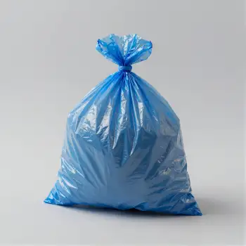 Blue Transparent Garbage Bag, Empty, Upright plastic recycle