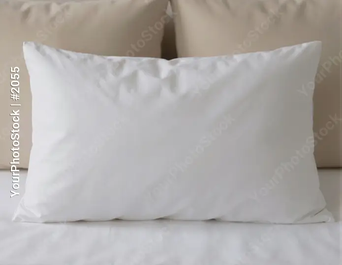 Soft White Pillow on Bed plush beige home decor hotel