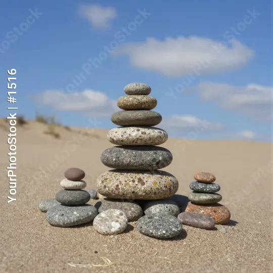 Stack of Pebbles on Sandy Beach pyramid nature