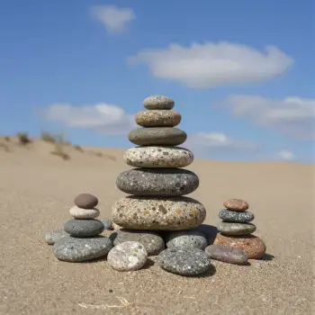 Stack of Pebbles on Sandy Beach pyramid nature