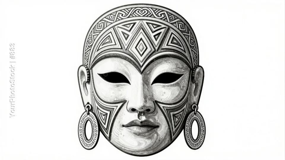 Traditional Tribal Mask Design geometric pattern