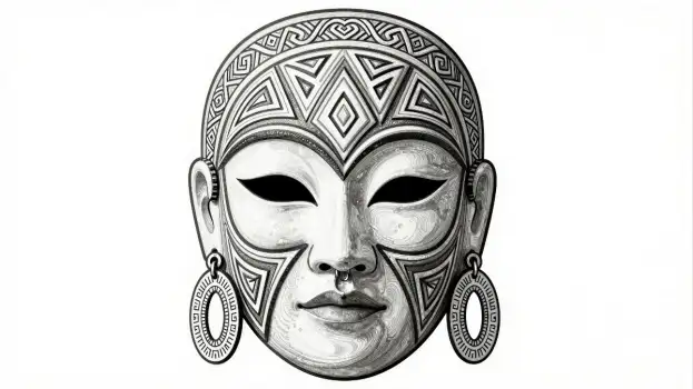 Traditional Tribal Mask Design geometric pattern