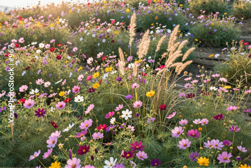 Wildflower Field Landscape vibrant colorful flowers