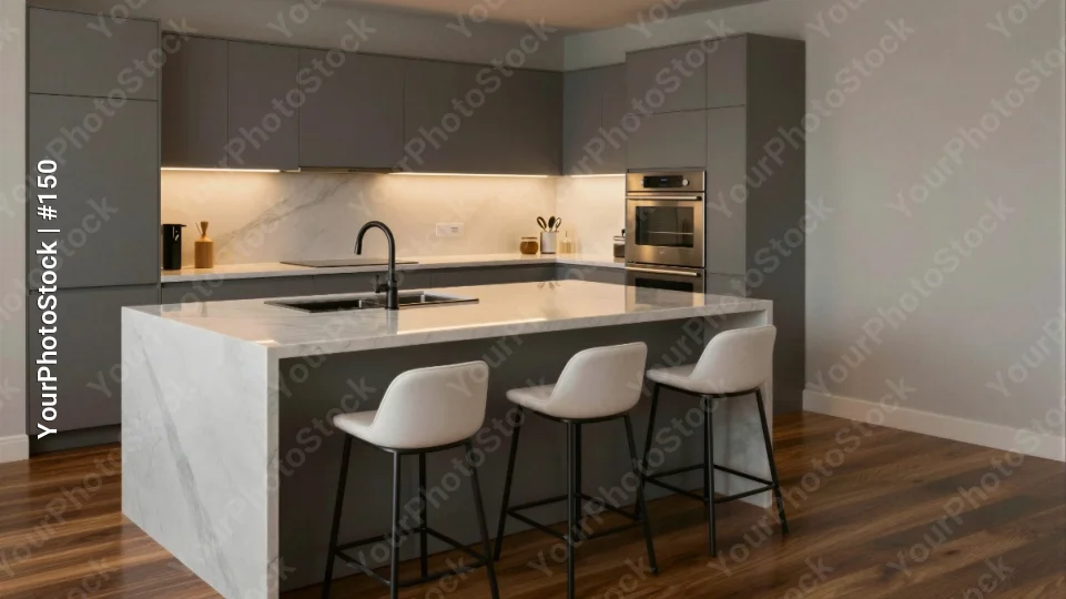 Modern Kitchen with Island and Barstools contemporary