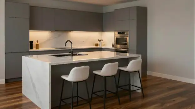 Modern Kitchen with Island and Barstools contemporary
