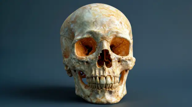 Skeletal Skull with Open Mouth