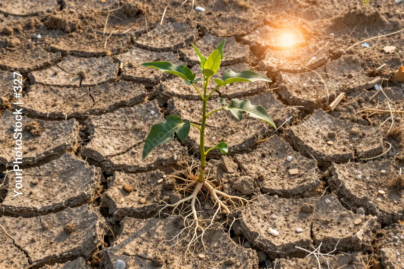 Dry Ground Plant Growing resilience cracked soil