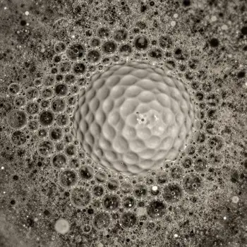 Golf Ball in Sink with Bubbles, Black and White