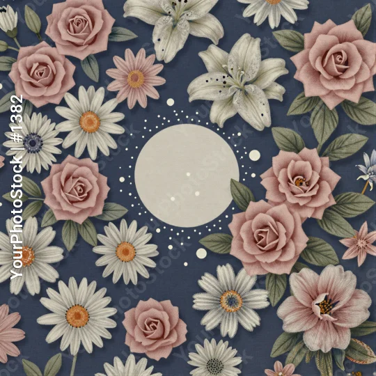 Minimalist Floral Pattern with Dark Blue Background