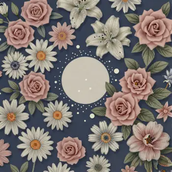 Minimalist Floral Pattern with Dark Blue Background